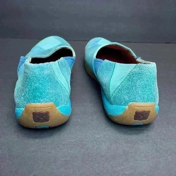 Twisted X Driving Moccasin Women's Patchwork Blue Suede Leather Slip On size 10m - Picture 3 of 8